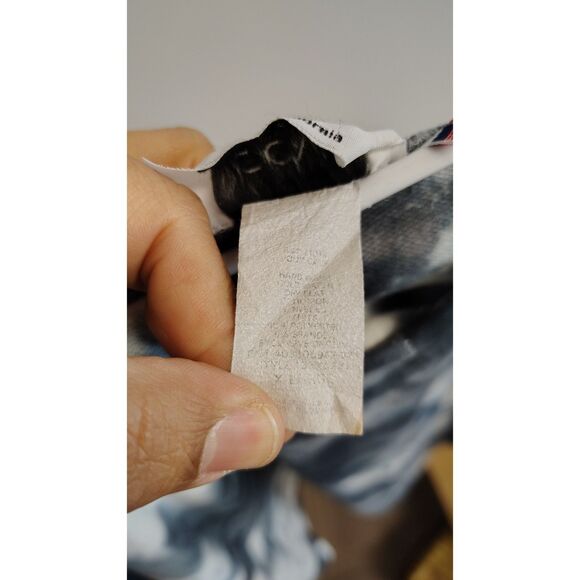 Jody Women's XL White With Blue Tie Dye Short Sleeve Crop Top - Picture 4 of 6